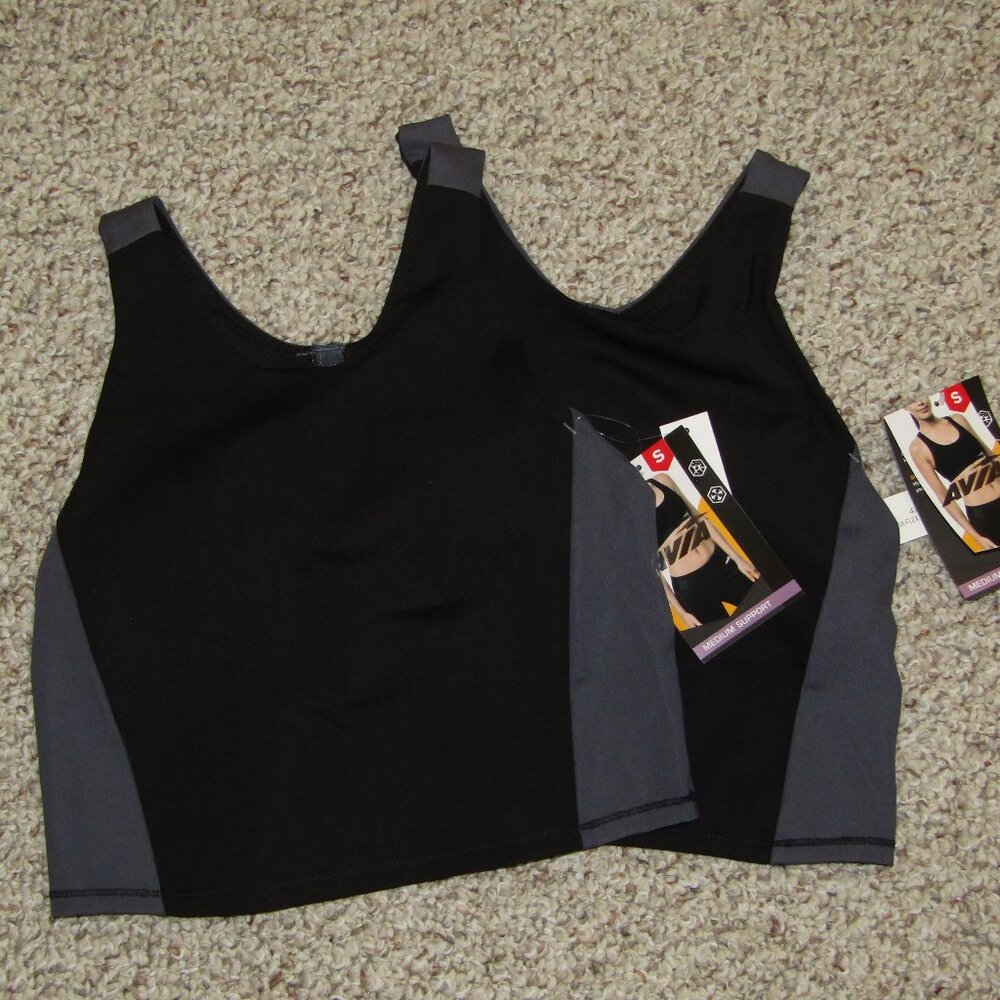 NEW NWT Lot 2 Avia Cropped Workout Tank Tops Built-in Bra Gym Yoga Small